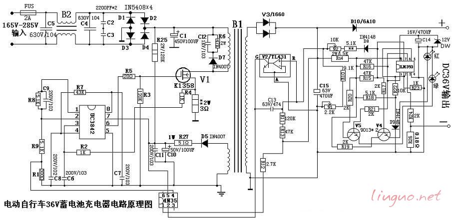 电动车充电器电路图大全494/3842/3524等